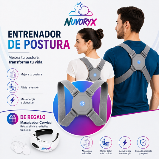 PosturePro™ by Nuvoryx Entrenador inteligente de postura con recordatorios por vibración.